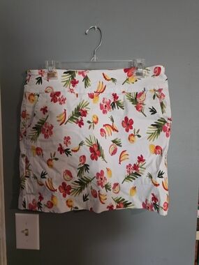 Zac & Rachel White Floral Print Skirt with Pink and Yellow Blooms
